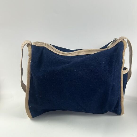 Vintage Etienne Aigner blue Large Shoulder Bag Canvas Tan - Picture 3 of 11